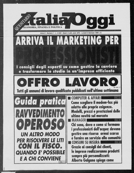 Italia oggi : quotidiano di economia finanza e politica